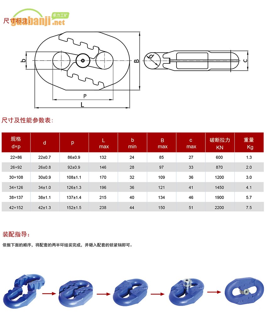 扁平弧齒型接鏈環(huán) 扁平環(huán) 弧齒環(huán)規(guī)格、尺寸、裝配指導(dǎo)